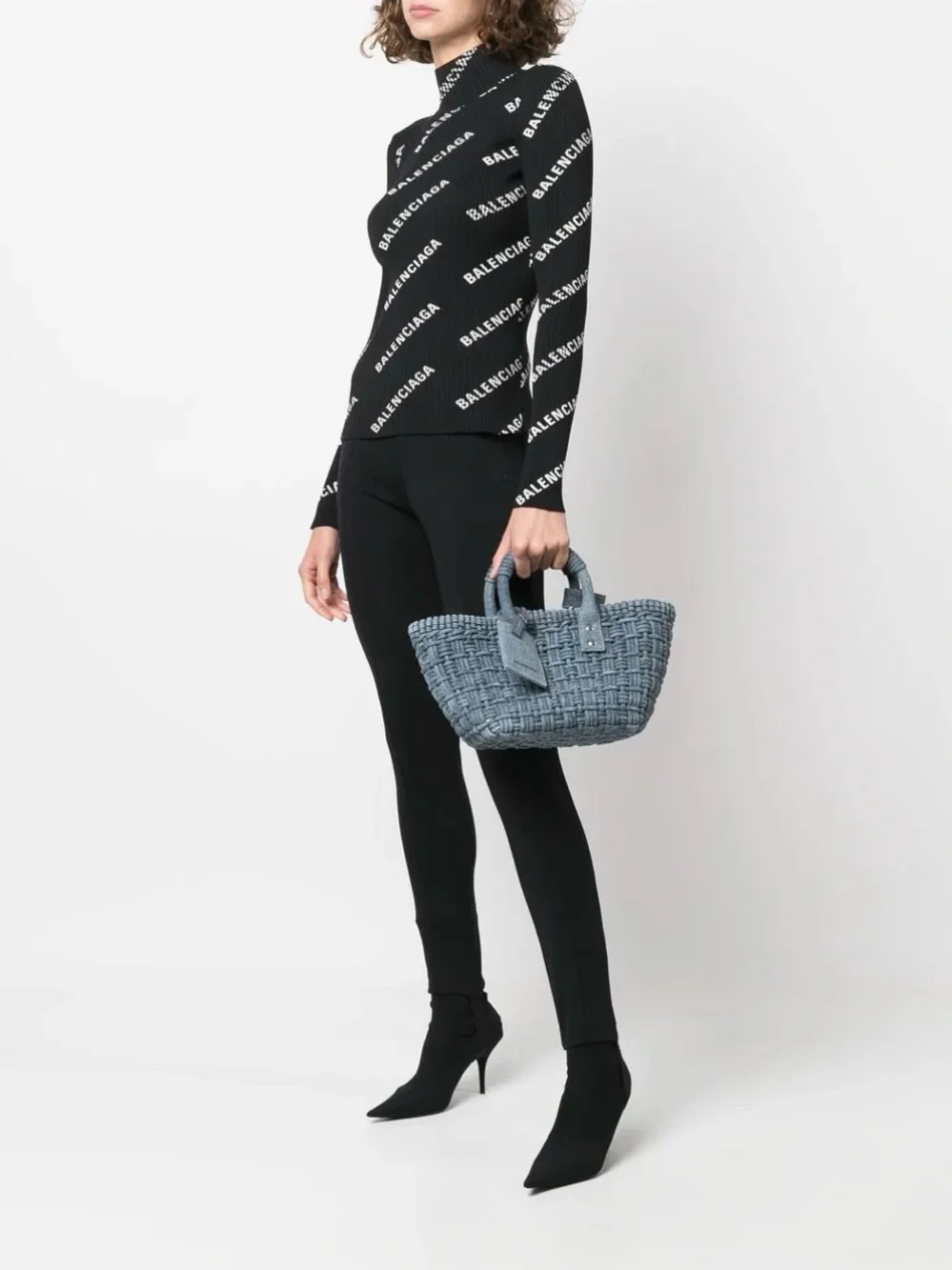 NEW Balenciaga Denim Bistro XS Basket Top Handle Bag
